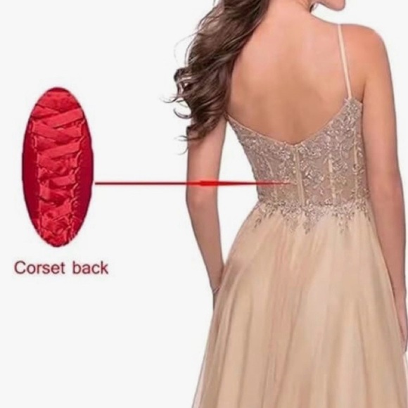 New Prom dress long formal dress wine red corset & lace top chiffon tulle skirt. - Picture 4 of 10